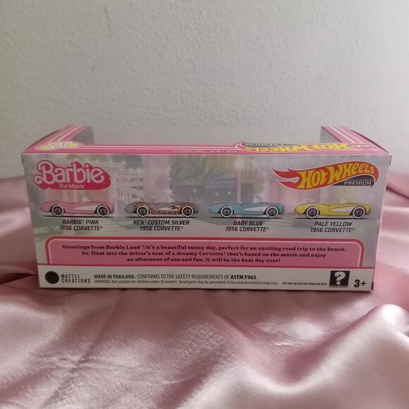 HOTWHEELS 4 Pack Barbie Corvette Convertible Set Die Cast Toy Cars 2023 - Picture 4 of 6